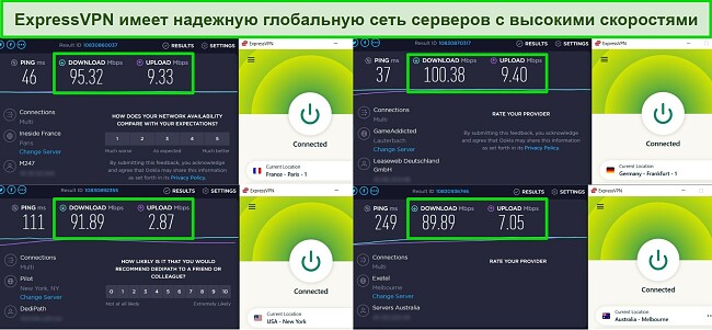 Проблемы с отключением VPN - как их исправить - тесты скорости ExpressVPN во Франции, США, Германии и Австралии